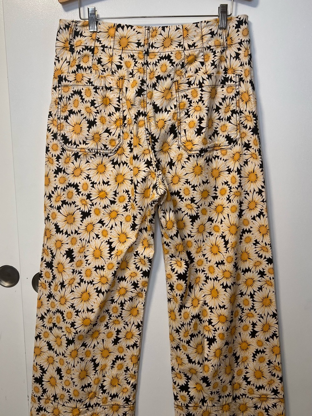 Maeve Anthropologie The Colette Daisy Print Wide Leg Cropped Pants Size 32 - Picture 5 of 9